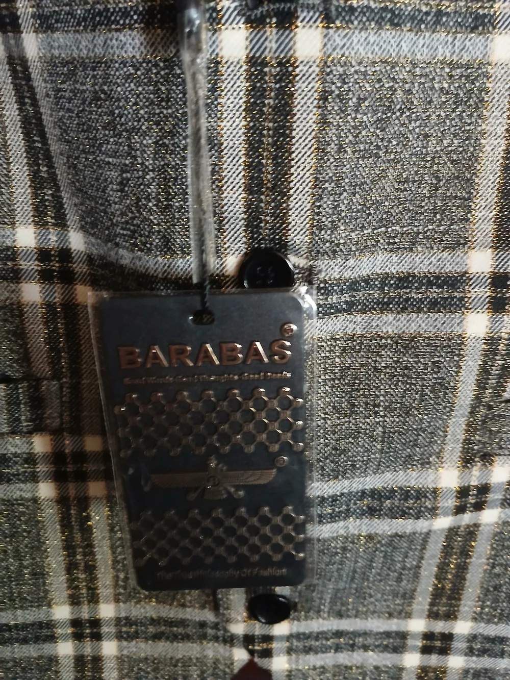 Barabas Men’s Brown/Cream Plaid Vest Size XL With Gold Metallic Thread NWT
